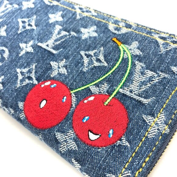 LOUIS VUITTON M23161 Murakami Takashi Monogram Denim Cherry Zippy Wallet - Picture 7 of 10